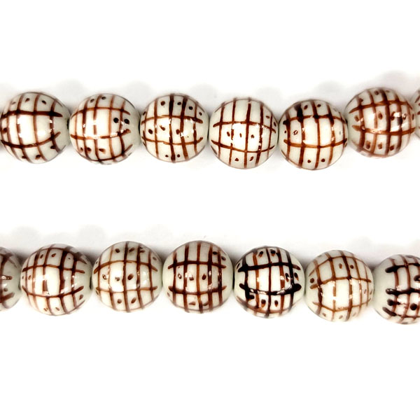 PORCELAIN ROUND 12MM WHITE AND BROWN